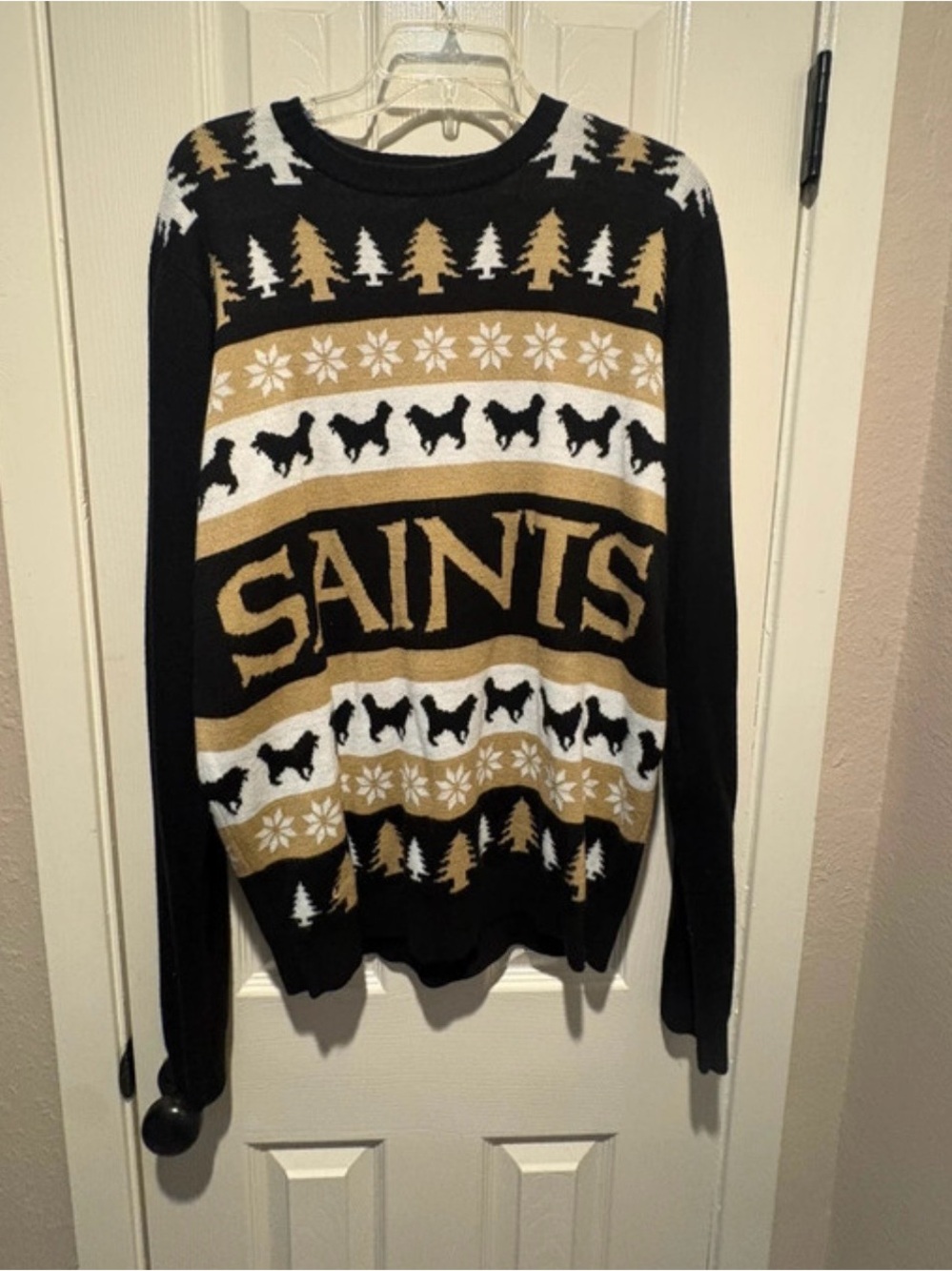 NFL Saints Crewneck Sweater - Black, Gold & White